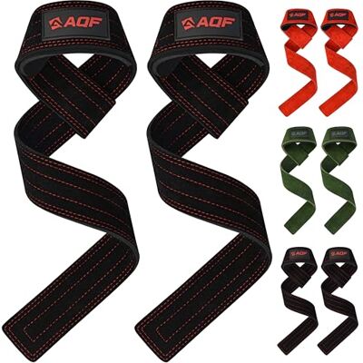 AQF Straps Gym 100% Leer Neopreen Gewatteerd Leer Gym Lifting Straps Gym Fitness Strap Bodybuilding Powerlifting Lifting Riemen voor Mannen en Vrouwen AQF Straps Gym 100% Leer Neopreen Gewatteerd Leer Gym Lifting Straps Gym Fitness Strap Bodybuilding Powerlifting Lifting Riemen voor Mannen en Vrouwen