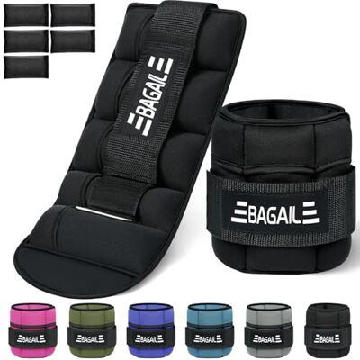 BAGAIL Set van 2 verstelbare enkelgewichten met afneembare zandzak, polsband en draagbare enkelband, 0,45 kg 1,6 kg, omtrek 15-31 cm, ideaal voor training BAGAIL Set van 2 verstelbare enkelgewichten met afneembare zandzak, polsband en draagbare enkelband, 0,45 kg 1,6 kg, omtrek 15-31 cm, ideaal voor training