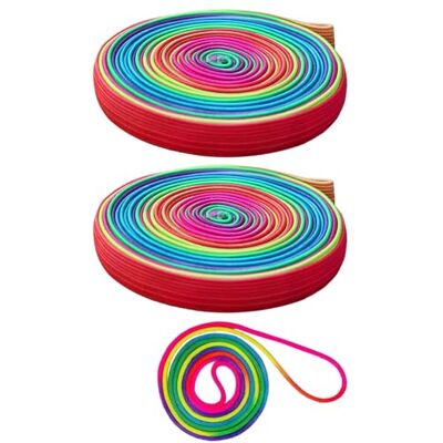 MEMOFYND Set van 2 sportieve rubberen springtouwen met 1 regenboogtouw voor kinderen (regenboogkleur) MEMOFYND Set van 2 sportieve rubberen springtouwen met 1 regenboogtouw voor kinderen (regenboogkleur)