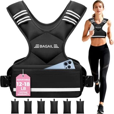 BAGAIL Verstelbaar verzwaard vest voor krachttraining, afneembare zandzakken van ijzer, verstelbare borst, robuust fitnessvest voor mannen en vrouwen, ideaal voor training in de sportschool BAGAIL Verstelbaar verzwaard vest voor krachttraining, afneembare zandzakken van ijzer, verstelbare borst, robuust fitnessvest voor mannen en vrouwen, ideaal voor training in de sportschool