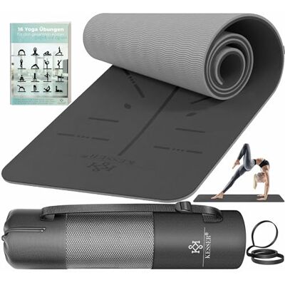 KESSER ® Turnmat met draagriem, TPE, gevoerd en antislip, 183 x 61 cm, voor fitness, training, yoga, pilates en gymnastiek, extra dik KESSER ® Turnmat met draagriem, TPE, gevoerd en antislip, 183 x 61 cm, voor fitness, training, yoga, pilates en gymnastiek, extra dik