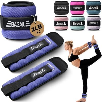 BAGAIL Enkel- en polsgewichten voor dames en heren, 0,23 tot 2,27 kg per riem, elegant design en veilige pasvorm, verzwaarde armgewichten set voor wandelen, hardlopen, fitness thuis BAGAIL Enkel- en polsgewichten voor dames en heren, 0,23 tot 2,27 kg per riem, elegant design en veilige pasvorm, verzwaarde armgewichten set voor wandelen, hardlopen, fitness thuis