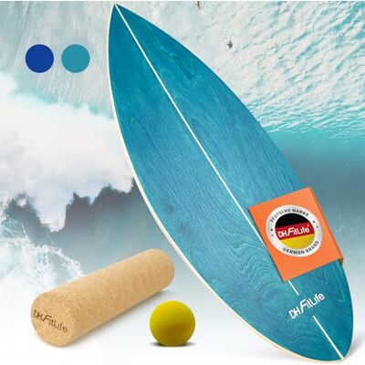 DH FitLife Houten weegschaal, 3-in-1, met rol en surfbal, fitness Balansbord voor indoor surfen yoga en proprioceptie training DH FitLife Houten weegschaal, 3-in-1, met rol en surfbal, fitness Balansbord voor indoor surfen yoga en proprioceptie training