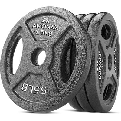 Amonax Gietijzeren halterschijvenset, 2,5 kg, 5 kg, 10 kg halterset voor 25 mm en 50 mm Olympische gewichtsstangen, metalen halterschijven voor gewichtheffen Amonax Gietijzeren halterschijvenset, 2,5 kg, 5 kg, 10 kg halterset voor 25 mm en 50 mm Olympische gewichtsstangen, metalen halterschijven voor gewichtheffen