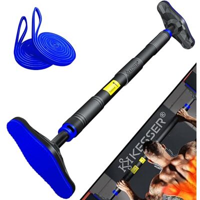 KESSER ® Optrekstang voor deurkozijnen, verstelbaar, voor fitnessstudio, vaste stang zonder schroeven/boren, 68-106 cm, uittrekbaar, draagvermogen tot 300 kg en handgrepen KESSER ® Optrekstang voor deurkozijnen, verstelbaar, voor fitnessstudio, vaste stang zonder schroeven/boren, 68-106 cm, uittrekbaar, draagvermogen tot 300 kg en handgrepen