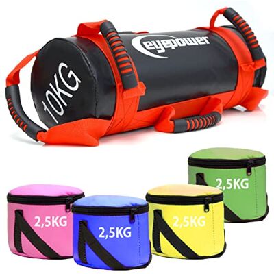EYEPOWER 2,5-10 kg Power Bag voor krachttraining, 17 x 45 cm, zandzak, rood EYEPOWER 2,5-10 kg Power Bag voor krachttraining, 17 x 45 cm, zandzak, rood