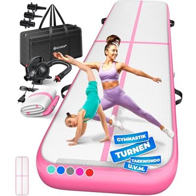 KESSER ® Opblaasbare gymnastiekmat, Airtrack fitnessmat, turnmat, 3, 4, 5 of 6 meter, inclusief draagtas en elektrische luchtpomp, yogamat, tumblingmat KESSER ® Opblaasbare gymnastiekmat, Airtrack fitnessmat, turnmat, 3, 4, 5 of 6 meter, inclusief draagtas en elektrische luchtpomp, yogamat, tumblingmat