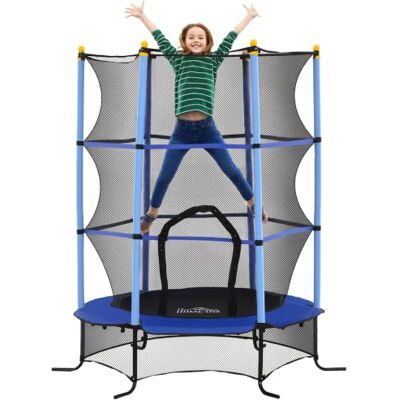 HOMCOM Trampoline Enfant Ø 1,63 m Filet de sécurité Porte zipée Couvre-Ressorts 6 poteaux rembourrés Inclus HOMCOM Trampoline Enfant Ø 1,63 m Filet de sécurité Porte zipée Couvre-Ressorts 6 poteaux rembourrés Inclus