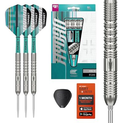Target Darts Hydro Steel Tip Dart Set, 21G/22G/23G/24G/25G/26G (Barrel 01/02/03) 90% Wolfram-Darts, Silberne Swiss Point-Spitzen, Pro Grip Tag-schacht & Pro Ultra No.6-Flügel, SP-gereedschap inclusief Target Darts Hydro Steel Tip Dart Set, 21G/22G/23G/24G/25G/26G (Barrel 01/02/03) 90% Wolfram-Darts, Silberne Swiss Point-Spitzen, Pro Grip Tag-schacht & Pro Ultra No.6-Flügel, SP-gereedschap inclusief