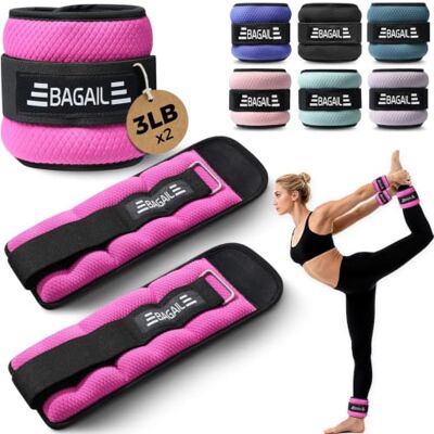BAGAIL Enkel- en polsgewichten voor dames en heren, 0,23 tot 2,27 kg per riem, elegant design en veilige pasvorm, verzwaarde armgewichten set voor wandelen, hardlopen, fitness thuis BAGAIL Enkel- en polsgewichten voor dames en heren, 0,23 tot 2,27 kg per riem, elegant design en veilige pasvorm, verzwaarde armgewichten set voor wandelen, hardlopen, fitness thuis