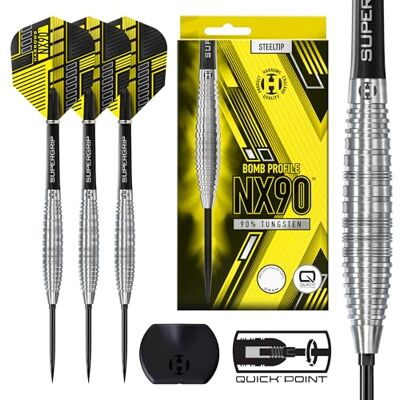 Harrows NX90 Professionele dartpijlen, gebogen, 90% wolfraam, stalen punt met snelwisseling, set van 10 stuks Harrows NX90 Professionele dartpijlen, gebogen, 90% wolfraam, stalen punt met snelwisseling, set van 10 stuks