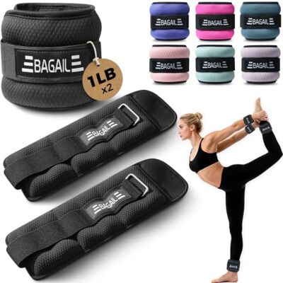BAGAIL Enkel- en polsgewichten voor dames en heren, 0,23 tot 2,27 kg per riem, elegant design en veilige pasvorm, verzwaarde armgewichten set voor wandelen, hardlopen, fitness thuis BAGAIL Enkel- en polsgewichten voor dames en heren, 0,23 tot 2,27 kg per riem, elegant design en veilige pasvorm, verzwaarde armgewichten set voor wandelen, hardlopen, fitness thuis