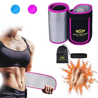 Lucky Humans Premium buikriem 2021 voor dames en heren, zweetriem, neopreen, nano-zilver, buiktrainer, roze Lucky Humans Premium buikriem 2021 voor dames en heren, zweetriem, neopreen, nano-zilver, buiktrainer, roze