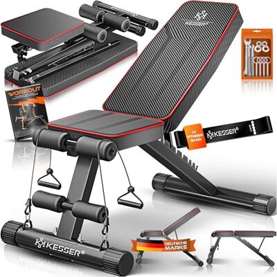 KESSER ® Banc de musculation pliable multifonctionnel avec dossier réglable, capacité 500kg, pour développé couché et entraînement complet du corps KESSER ® Banc de musculation pliable multifonctionnel avec dossier réglable, capacité 500kg, pour développé couché et entraînement complet du corps