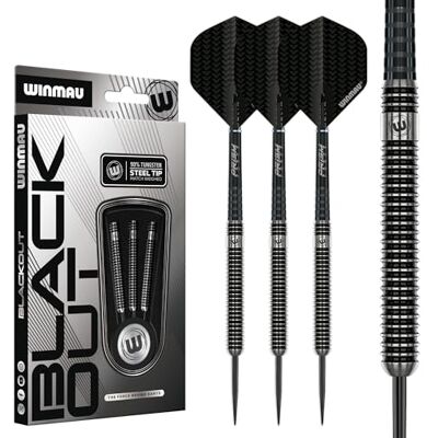 WINMAU Blackout Professionele dartpijlen van wolfraamstaal met vinnen en schachten (golven) WINMAU Blackout Professionele dartpijlen van wolfraamstaal met vinnen en schachten (golven)