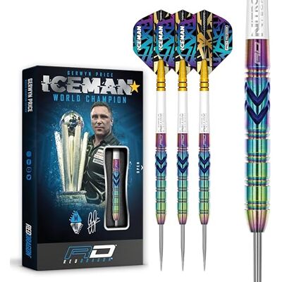 Dragon Gerwyn Iceman Price Ionic Premium wolfraam dartset met vleugels en schachten Dragon Gerwyn Iceman Price Ionic Premium wolfraam dartset met vleugels en schachten