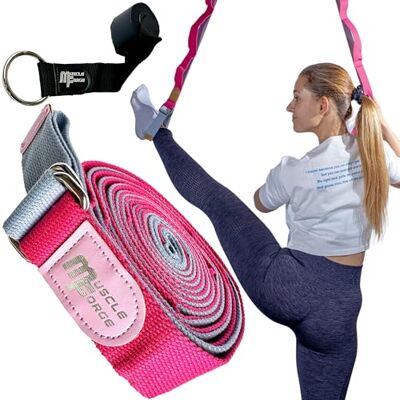 MuscleForge Yoga riem 300 cm yoga riem met deurhaak, yoga riem voor stretch ballet en vechtsport MuscleForge Yoga riem 300 cm yoga riem met deurhaak, yoga riem voor stretch ballet en vechtsport