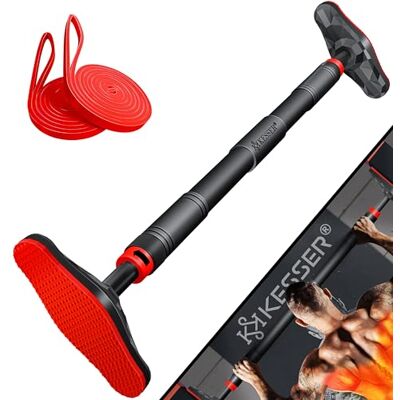 KESSER ® Optrekstang voor deurkozijnen, verstelbaar, voor fitnessstudio, vaste stang zonder schroeven/boren, 68-106 cm, uittrekbaar, draagvermogen tot 300 kg en handgrepen KESSER ® Optrekstang voor deurkozijnen, verstelbaar, voor fitnessstudio, vaste stang zonder schroeven/boren, 68-106 cm, uittrekbaar, draagvermogen tot 300 kg en handgrepen
