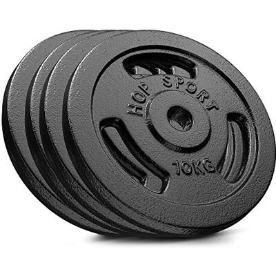 HS HOP-SPORT Hop-Sport Gietijzeren halterschijven, 20 kg, 30 kg, 40 kg, 60 kg, set halterschijven, set gietijzeren schijven met cilinderdiameter van 30/31 mm, krachttraining en gewichtheffen HS HOP-SPORT Hop-Sport Gietijzeren halterschijven, 20 kg, 30 kg, 40 kg, 60 kg, set halterschijven, set gietijzeren schijven met cilinderdiameter van 30/31 mm, krachttraining en gewichtheffen