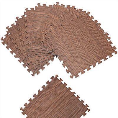 Monzana Puzzelmat in houtlook, 8 stuks, bruin, vloerbescherming, 45 x 45 cm, antislip, lawaai, waterafstotend, krachttraining Monzana Puzzelmat in houtlook, 8 stuks, bruin, vloerbescherming, 45 x 45 cm, antislip, lawaai, waterafstotend, krachttraining