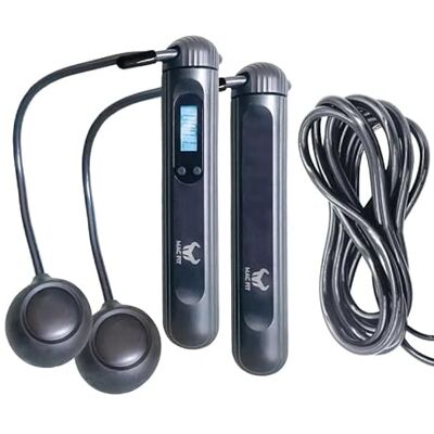 MAC FIT Draadloos hybride springtouw, met geïntegreerde digitale teller, cardio, explosiviteit, gewichtsverlies, compact, licht, verstelbaar, HIIT-training, fitness, krachttraining, boksen MAC FIT Draadloos hybride springtouw, met geïntegreerde digitale teller, cardio, explosiviteit, gewichtsverlies, compact, licht, verstelbaar, HIIT-training, fitness, krachttraining, boksen