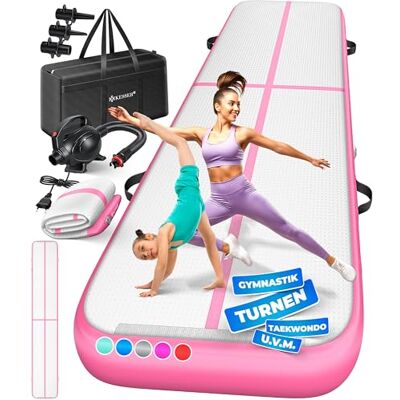 KESSER ® Opblaasbare gymnastiekmat, Airtrack fitnessmat, turnmat, 3, 4, 5 of 6 meter, inclusief draagtas en elektrische luchtpomp, yogamat, tumblingmat KESSER ® Opblaasbare gymnastiekmat, Airtrack fitnessmat, turnmat, 3, 4, 5 of 6 meter, inclusief draagtas en elektrische luchtpomp, yogamat, tumblingmat
