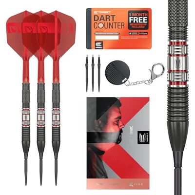 Target Darts Gabriel Clemens 95K Steel Tip Swiss Point Darts, 95% wolfraam darts met K-Flex Flights, 21G/22G/23G Duitse Giant Clemens Darts, Player Edition Zwitserse Points K Flex Dart Set Target Darts Gabriel Clemens 95K Steel Tip Swiss Point Darts, 95% wolfraam darts met K-Flex Flights, 21G/22G/23G Duitse Giant Clemens Darts, Player Edition Zwitserse Points K Flex Dart Set