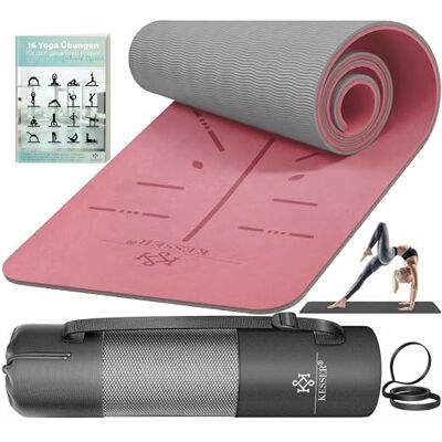 KESSER ® Turnmat met draagriem, TPE, gevoerd en antislip, 183 x 61 cm, voor fitness, training, yoga, pilates en gymnastiek, extra dik KESSER ® Turnmat met draagriem, TPE, gevoerd en antislip, 183 x 61 cm, voor fitness, training, yoga, pilates en gymnastiek, extra dik