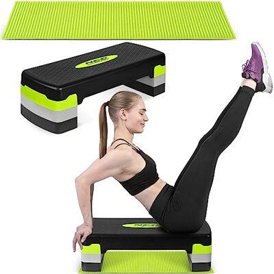 Neo-Sport Neosport Aerobics Stepbench met antislipmat, in hoogte verstelbaar, met 3 niveaus, trainingsapparaat voor kantoor en thuis Neo-Sport Neosport Aerobics Stepbench met antislipmat, in hoogte verstelbaar, met 3 niveaus, trainingsapparaat voor kantoor en thuis