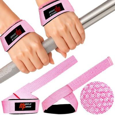 MuscleForge 2 stuks roze gewichthefriemen voor dames, antislip polsbanden, fitnessaccessoires voor powerlifting MuscleForge 2 stuks roze gewichthefriemen voor dames, antislip polsbanden, fitnessaccessoires voor powerlifting