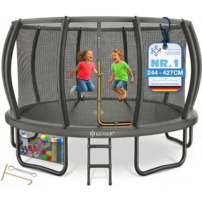 KESSER ® Outdoor trampoline Ø 244/305/366/427 cm, GS-certificaat, tuintrampoline voor kinderen en volwassenen < 150 kg met veiligheidsnet, tas, ladder, randafdekking en netstangen KESSER ® Outdoor trampoline Ø 244/305/366/427 cm, GS-certificaat, tuintrampoline voor kinderen en volwassenen < 150 kg met veiligheidsnet, tas, ladder, randafdekking en netstangen