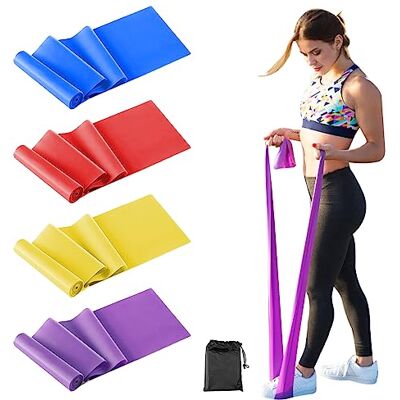 Relota Set van 4 elastische krachttraining, elastische krachttraining met 4 krachtniveaus, elastische band voor krachttraining, met opbergtas, weerstandsband voor fitness, pilates, yoga, fysiotherapie Relota Set van 4 elastische krachttraining, elastische krachttraining met 4 krachtniveaus, elastische band voor krachttraining, met opbergtas, weerstandsband voor fitness, pilates, yoga, fysiotherapie