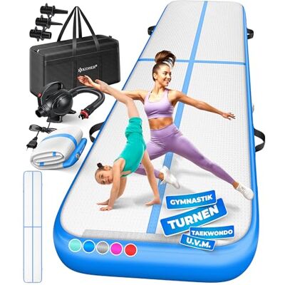 KESSER ® Opblaasbare gymnastiekmat, Airtrack fitnessmat, turnmat, 3, 4, 5 of 6 meter, inclusief draagtas en elektrische luchtpomp, yogamat, tumblingmat KESSER ® Opblaasbare gymnastiekmat, Airtrack fitnessmat, turnmat, 3, 4, 5 of 6 meter, inclusief draagtas en elektrische luchtpomp, yogamat, tumblingmat