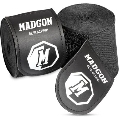 MADGON Bokshanddoeken met klittenband en hoogwaardige duimlus, 3 m/3,8 m/4,5 m, duurzame handenveloppen voor MMA, boksen, kickboksen, sparren, bandages MADGON Bokshanddoeken met klittenband en hoogwaardige duimlus, 3 m/3,8 m/4,5 m, duurzame handenveloppen voor MMA, boksen, kickboksen, sparren, bandages