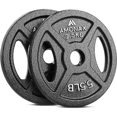 Amonax Gietijzeren halterschijvenset, 2,5 kg, 5 kg, 10 kg halterset voor 25 mm en 50 mm Olympische gewichten halterstang, metalen halterschijven voor gewichtheffen Amonax Gietijzeren halterschijvenset, 2,5 kg, 5 kg, 10 kg halterset voor 25 mm en 50 mm Olympische gewichten halterstang, metalen halterschijven voor gewichtheffen
