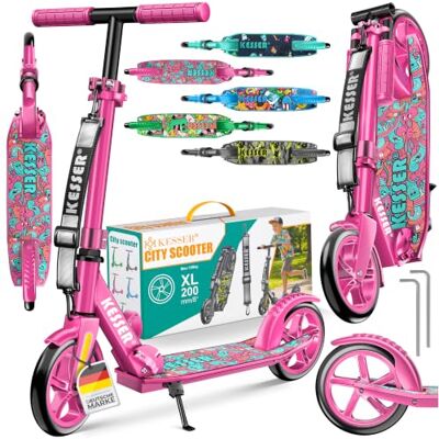 KESSER ® Kinderstep, inklapbaar, in hoogte verstelbaar, tot 100 kg, achterrem, antislip oppervlak, tot 185 cm, inclusief draagriem KESSER ® Kinderstep, inklapbaar, in hoogte verstelbaar, tot 100 kg, achterrem, antislip oppervlak, tot 185 cm, inclusief draagriem