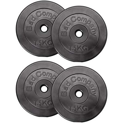 Bad Company Disques d'haltères 30/31 mm en plastique par paire (1 à 30 kg) ou en lot (3 à 90 kg) I Poids pour haltères longues et haltères courts Bad Company Disques d'haltères 30/31 mm en plastique par paire (1 à 30 kg) ou en lot (3 à 90 kg) I Poids pour haltères longues et haltères courts