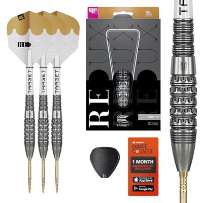 Target Darts Redux 90% wolfraam Zwitserse Point Steel Tip Dart Set (Barrel 01/02/03), 22G/23G/24G/25G/26G Pro Ultra No.6 Flights & Pro Grip Tag Shafts, DX Points Gold & SP Tool inbegrepen Target Darts Redux 90% wolfraam Zwitserse Point Steel Tip Dart Set (Barrel 01/02/03), 22G/23G/24G/25G/26G Pro Ultra No.6 Flights & Pro Grip Tag Shafts, DX Points Gold & SP Tool inbegrepen