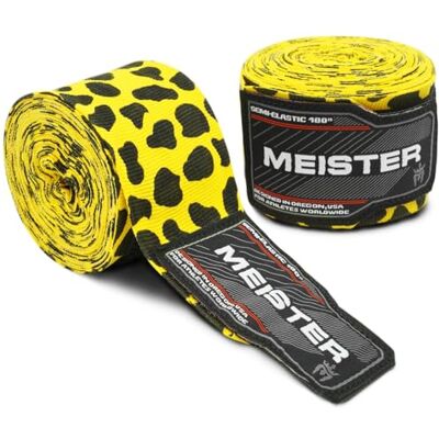Meister Elastische katoenen bandages voor MMA en boksen, luipaardpatroon, 457 cm Meister Elastische katoenen bandages voor MMA en boksen, luipaardpatroon, 457 cm