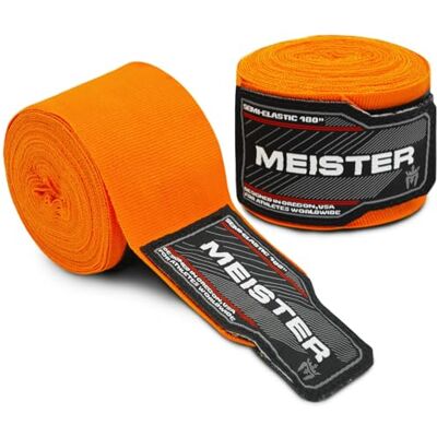 Meister Paar semi-elastische handbandages voor volwassenen, 457 cm, voor MMA en boksen, oranje Meister Paar semi-elastische handbandages voor volwassenen, 457 cm, voor MMA en boksen, oranje