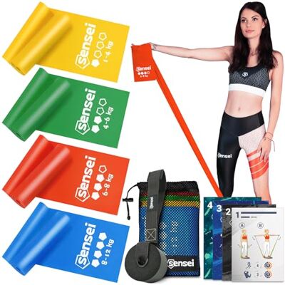 Sensei ® Bandes de Résistance & Fitness Elastiques (200 cm) Bandes de Gymnastique Extra Longues en Latex 100% Naturel Idéal pour la Physiothérapie, Pilates, Yoga & Musculation E-Book Inclus Sensei ® Bandes de Résistance & Fitness Elastiques (200 cm) Bandes de Gymnastique Extra Longues en Latex 100% Naturel Idéal pour la Physiothérapie, Pilates, Yoga & Musculation E-Book Inclus