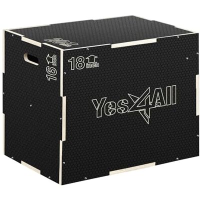 Yes4All 3-in-1 plyometrische houten kist plyometrische springbox voor thuissportschool en outdoor training, jump box 204 kg Yes4All 3-in-1 plyometrische houten kist plyometrische springbox voor thuissportschool en outdoor training, jump box 204 kg