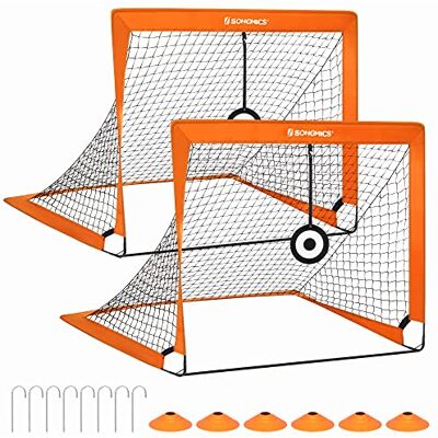 SONGMICS Set van 2 voetbalkooien voor kinderen, draagbaar en opvouwbaar, voor tuin, park, strand, elastisch glasvezelframe SONGMICS Set van 2 voetbalkooien voor kinderen, draagbaar en opvouwbaar, voor tuin, park, strand, elastisch glasvezelframe