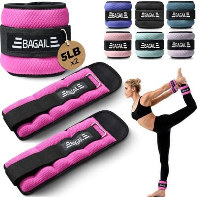 BAGAIL Enkel- en polsgewichten voor dames en heren, 0,23 tot 2,27 kg per riem, elegant design en veilige pasvorm, verzwaarde armgewichten set voor wandelen, hardlopen, fitness thuis BAGAIL Enkel- en polsgewichten voor dames en heren, 0,23 tot 2,27 kg per riem, elegant design en veilige pasvorm, verzwaarde armgewichten set voor wandelen, hardlopen, fitness thuis