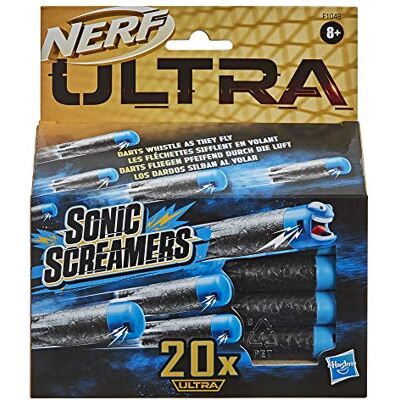 Nerf Ultra Sonic Screamers 20 pijltjes, navulverpakking, de pijlen vliegen fluitend door de lucht, alleen compatibel met Ultra Blasters Nerf Ultra Sonic Screamers 20 pijltjes, navulverpakking, de pijlen vliegen fluitend door de lucht, alleen compatibel met Ultra Blasters