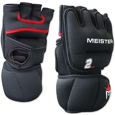 Meister Gewichtshandschoenen van neopreen, 0,9 kg, voor cardio en zware handen, 2 x 0,9 kg, zwart/rood Meister Gewichtshandschoenen van neopreen, 0,9 kg, voor cardio en zware handen, 2 x 0,9 kg, zwart/rood