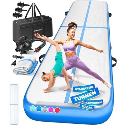 KESSER ® Opblaasbare gymnastiekmat, Airtrack fitnessmat, turnmat, 3, 4, 5 of 6 meter, inclusief draagtas en elektrische luchtpomp, yogamat, tumblingmat KESSER ® Opblaasbare gymnastiekmat, Airtrack fitnessmat, turnmat, 3, 4, 5 of 6 meter, inclusief draagtas en elektrische luchtpomp, yogamat, tumblingmat