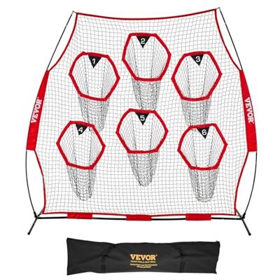 VEVOR Draagbaar trainingsset voor voetbal, rugby honkbal, 274 x 106 x 243 cm, met 6 doelvakken, draagbare opbergtas en riemen, doeltraining, rood VEVOR Draagbaar trainingsset voor voetbal, rugby honkbal, 274 x 106 x 243 cm, met 6 doelvakken, draagbare opbergtas en riemen, doeltraining, rood