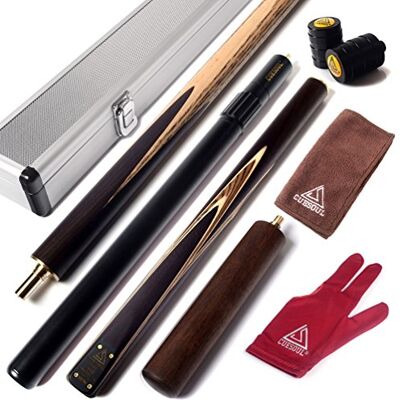 CUESOUL 3/4 snookerstaarten met de hand verbonden met mini-bits in aluminium etui (D307) 140 cm CUESOUL 3/4 snookerstaarten met de hand verbonden met mini-bits in aluminium etui (D307) 140 cm