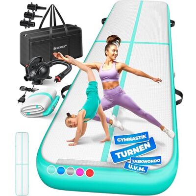 KESSER ® Opblaasbare gymnastiekmat, Airtrack fitnessmat, turnmat, 3, 4, 5 of 6 meter, inclusief draagtas en elektrische luchtpomp, yogamat, tumblingmat KESSER ® Opblaasbare gymnastiekmat, Airtrack fitnessmat, turnmat, 3, 4, 5 of 6 meter, inclusief draagtas en elektrische luchtpomp, yogamat, tumblingmat